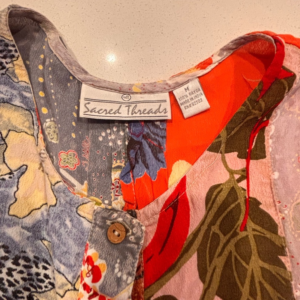 Sacred Threads Multicolor Patchwork Womens Blouse - image 2